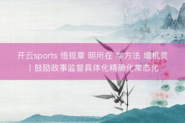 开云sports 悟规章 明所在 学方法 增机灵丨鼓励政事监督具体化精确化常态化