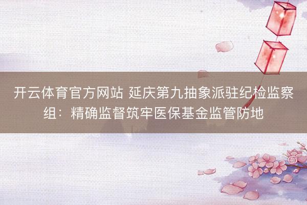 开云体育官方网站 延庆第九抽象派驻纪检监察组：精确监督筑牢医保基金监管防地