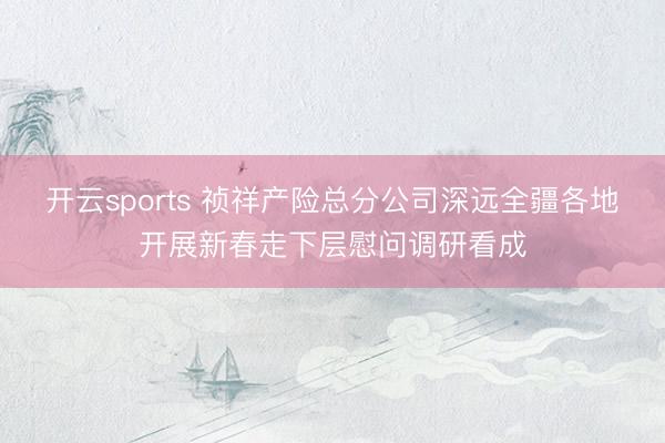 开云sports 祯祥产险总分公司深远全疆各地开展新春走下层慰问调研看成