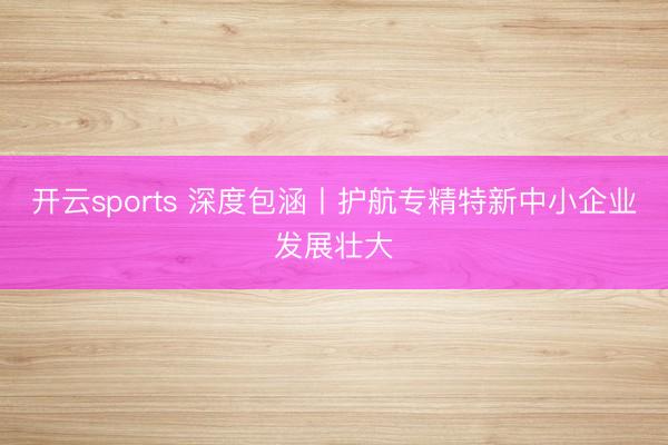 开云sports 深度包涵丨护航专精特新中小企业发展壮大