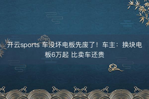开云sports 车没坏电板先废了！车主：换块电板6万起 比卖车还贵