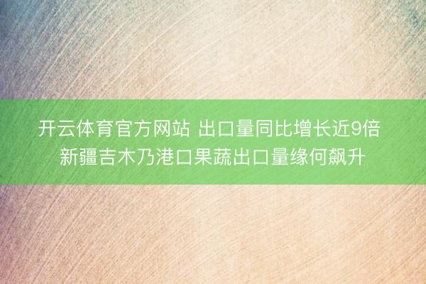 开云体育官方网站 出口量同比增长近9倍 新疆吉木乃港口果蔬出口量缘何飙升