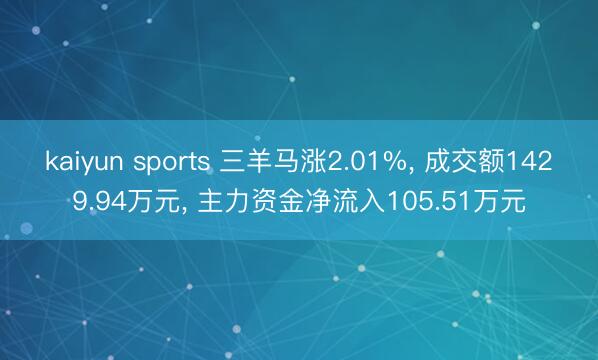 kaiyun sports 三羊马涨2.01%, 成交额1429.94万元, 主力资金净流入105.51万元