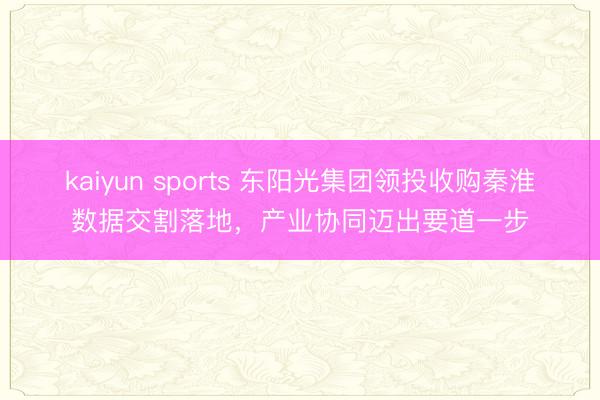 kaiyun sports 东阳光集团领投收购秦淮数据交割落地，产业协同迈出要道一步