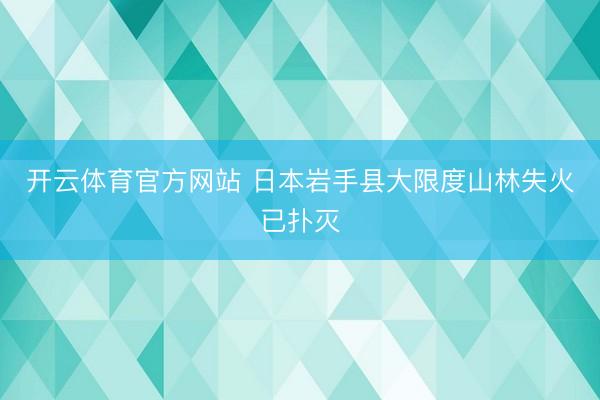 开云体育官方网站 日本岩手县大限度山林失火已扑灭
