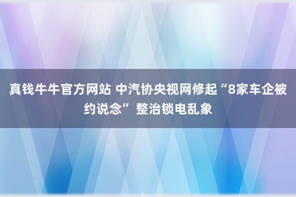 真钱牛牛官方网站 中汽协央视网修起“8家车企被约说念” 整治锁电乱象
