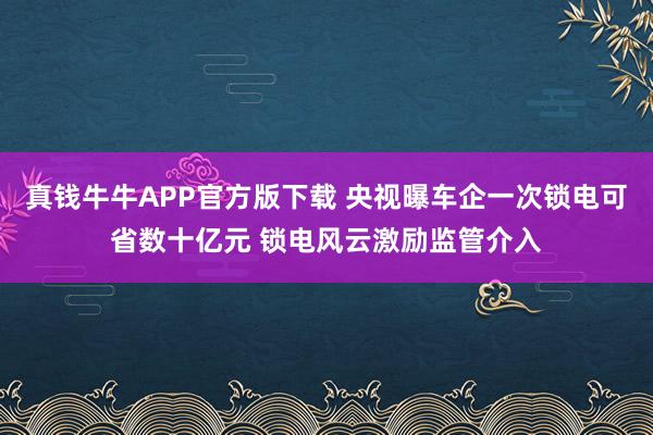 真钱牛牛APP官方版下载 央视曝车企一次锁电可省数十亿元 锁电风云激励监管介入