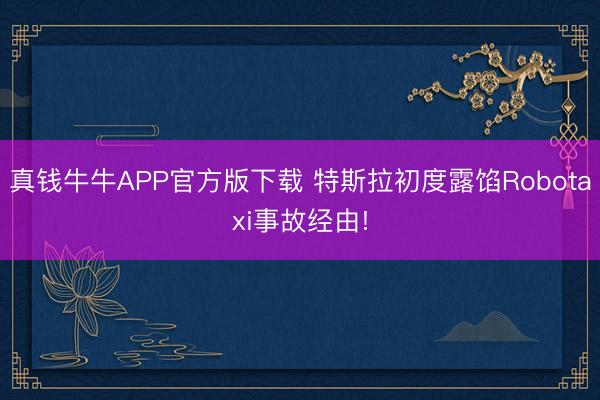 真钱牛牛APP官方版下载 特斯拉初度露馅Robotaxi事故经由!