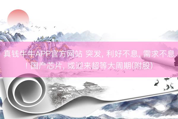 真钱牛牛APP官方网站 突发， 利好不息， 需求不息! 国产芯片， 或迎来超等大周期(附股)
