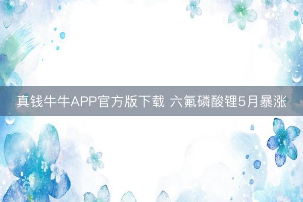 真钱牛牛APP官方版下载 六氟磷酸锂5月暴涨