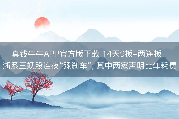 真钱牛牛APP官方版下载 14天9板+两连板! 浙系三妖股连夜“踩刹车”， 其中两家声明比年耗费