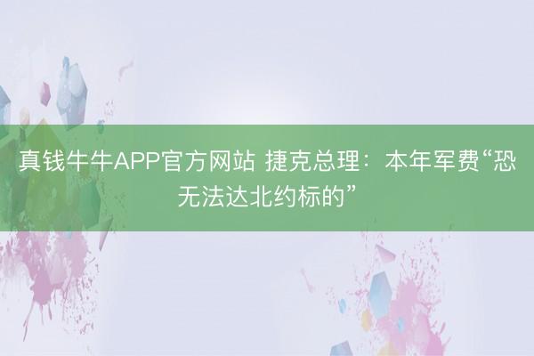 真钱牛牛APP官方网站 捷克总理：本年军费“恐无法达北约标的”