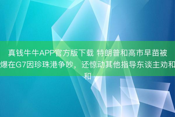 真钱牛牛APP官方版下载 特朗普和高市早苗被爆在G7因珍珠港争吵，还惊动其他指导东谈主劝和